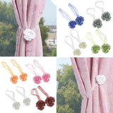 Max 1 Pair Rose Flower Magnetic Curtain Tiebacks Rope Strap Holdback Deep Blue - Aladdin Shoppers