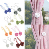 Max 1 Pair Rose Flower Magnetic Curtain Tiebacks Rope Strap Holdback Deep Blue - Aladdin Shoppers