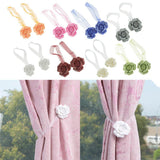 Max 1 Pair Rose Flower Magnetic Curtain Tiebacks Rope Strap Holdback Deep Blue - Aladdin Shoppers