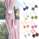 Max 1 Pair Rose Flower Magnetic Curtain Tiebacks Rope Strap Holdback Deep Blue - Aladdin Shoppers