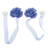 Max 1 Pair Rose Flower Magnetic Curtain Tiebacks Rope Strap Holdback Deep Blue - Aladdin Shoppers