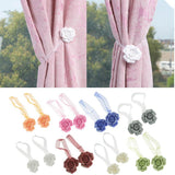 Max 1 Pair Rose Flower Magnetic Curtain Tiebacks Rope Strap Holdback Deep Blue - Aladdin Shoppers