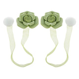 Max 1 Pair Rose Flower Magnetic Curtain Tiebacks Rope Strap Holdback Green - Aladdin Shoppers