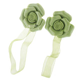 Max 1 Pair Rose Flower Magnetic Curtain Tiebacks Rope Strap Holdback Green - Aladdin Shoppers