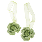 Max 1 Pair Rose Flower Magnetic Curtain Tiebacks Rope Strap Holdback Green - Aladdin Shoppers
