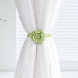 Max 1 Pair Rose Flower Magnetic Curtain Tiebacks Rope Strap Holdback Green - Aladdin Shoppers