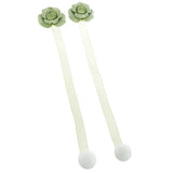 Max 1 Pair Rose Flower Magnetic Curtain Tiebacks Rope Strap Holdback Green - Aladdin Shoppers