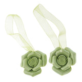 Max 1 Pair Rose Flower Magnetic Curtain Tiebacks Rope Strap Holdback Green - Aladdin Shoppers