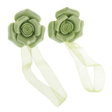 Max 1 Pair Rose Flower Magnetic Curtain Tiebacks Rope Strap Holdback Green - Aladdin Shoppers