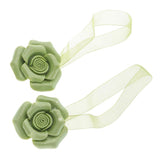 Max 1 Pair Rose Flower Magnetic Curtain Tiebacks Rope Strap Holdback Green - Aladdin Shoppers