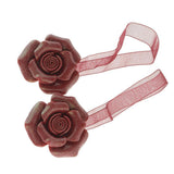 Max 1 Pair Rose Flower Magnetic Curtain Tiebacks Rope Strap Holdback Red - Aladdin Shoppers