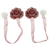 Max 1 Pair Rose Flower Magnetic Curtain Tiebacks Rope Strap Holdback Red - Aladdin Shoppers