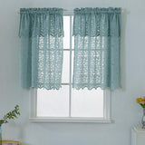 Max 1 Panel Embroidered Lace Window Voile Sheer Curtain Tiers 74x90cm B Blue - Aladdin Shoppers