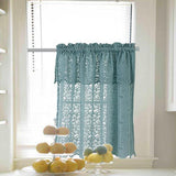 Max 1 Panel Embroidered Lace Window Voile Sheer Curtain Tiers 74x90cm B Blue - Aladdin Shoppers