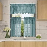Max 1 Panel Embroidered Lace Window Voile Sheer Curtain Tiers 74x90cm B Blue - Aladdin Shoppers