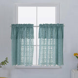 Max 1 Panel Embroidered Lace Window Voile Sheer Curtain Tiers 74x90cm B Blue - Aladdin Shoppers