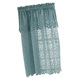 Max 1 Panel Embroidered Lace Window Voile Sheer Curtain Tiers 74x90cm B Blue - Aladdin Shoppers