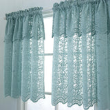 Max 1 Panel Embroidered Lace Window Voile Sheer Curtain Tiers 74x90cm B Blue - Aladdin Shoppers