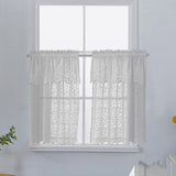 Max 1 Panel Embroidered Lace Window Voile Sheer Curtain Tiers 74x90cm B White - Aladdin Shoppers