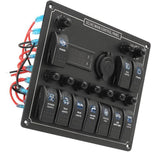 Max 10 Gang Boat Marine Rocker Switch Panel Digital Current Voltage Meter - Aladdin Shoppers