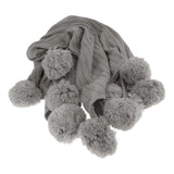 Max 100% Cotton Sofa Throw Blanket with Ball Tassels Couch or Bed Throws Grey - Aladdin Shoppers