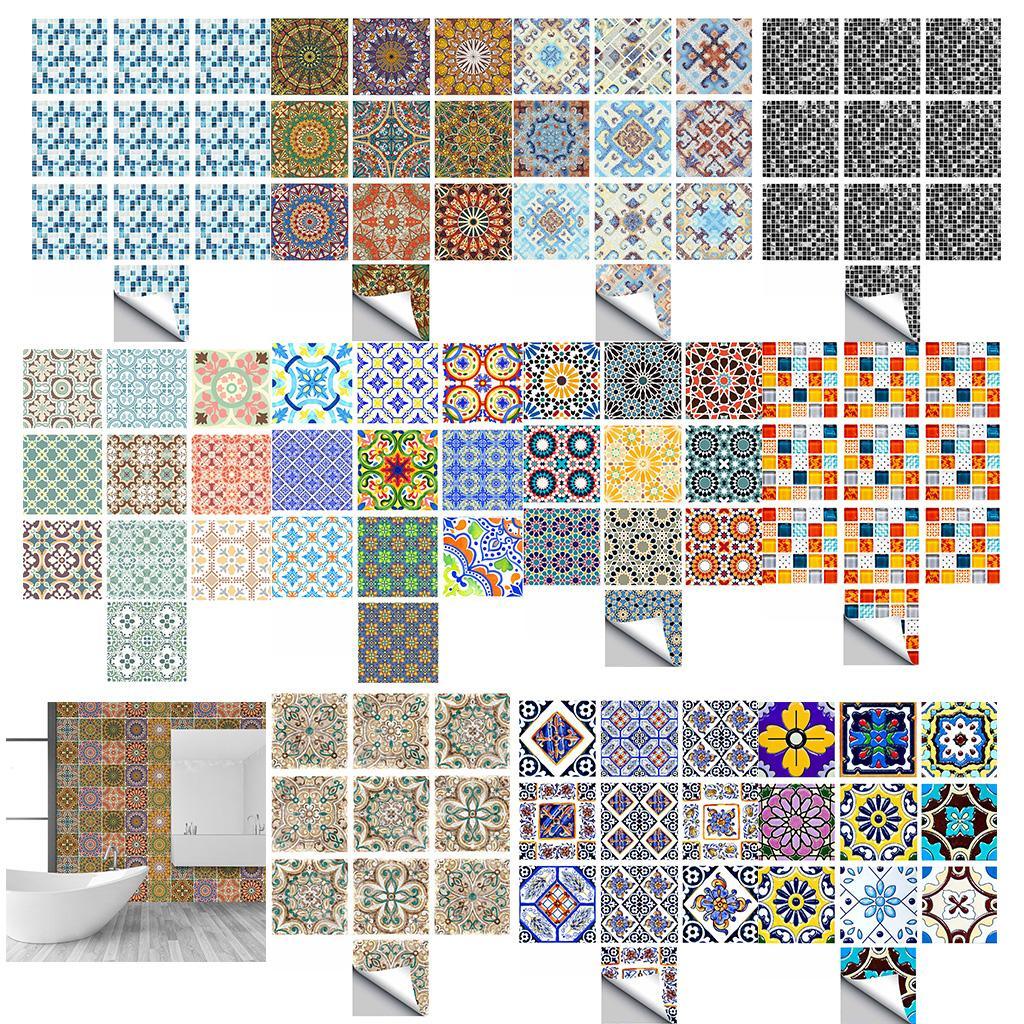Max 10Pcs 20cm Self Adhesive Square Wall Mosaic Tile Vinyl Brick Sticker Films Type A - Aladdin Shoppers