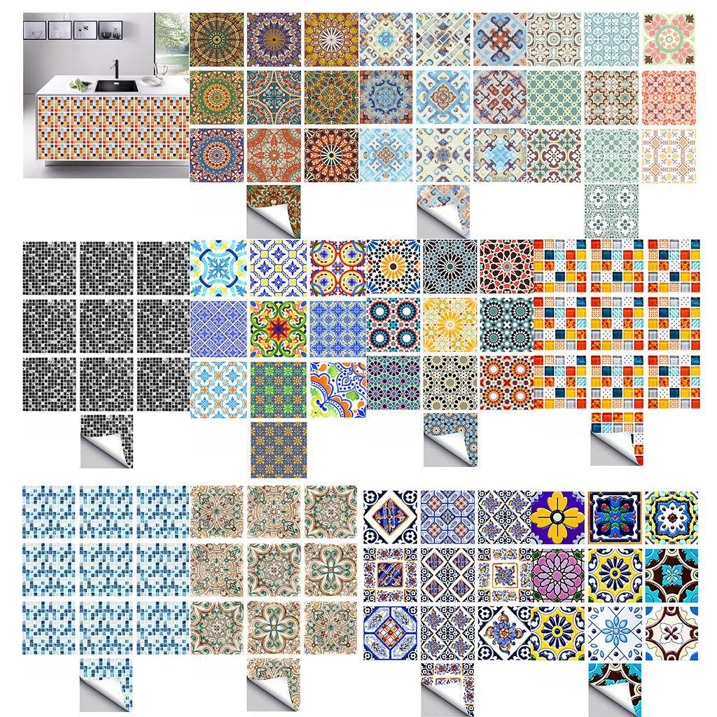 Max 10Pcs 20cm Self Adhesive Square Wall Mosaic Tile Vinyl Brick Sticker Films Type A - Aladdin Shoppers
