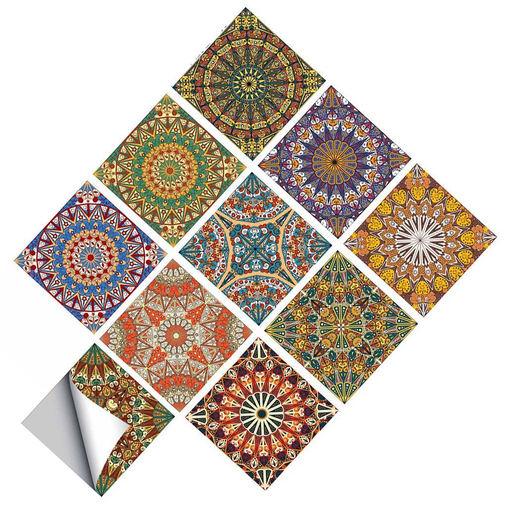 Max 10Pcs 20cm Self Adhesive Square Wall Mosaic Tile Vinyl Brick Sticker Films Type A - Aladdin Shoppers