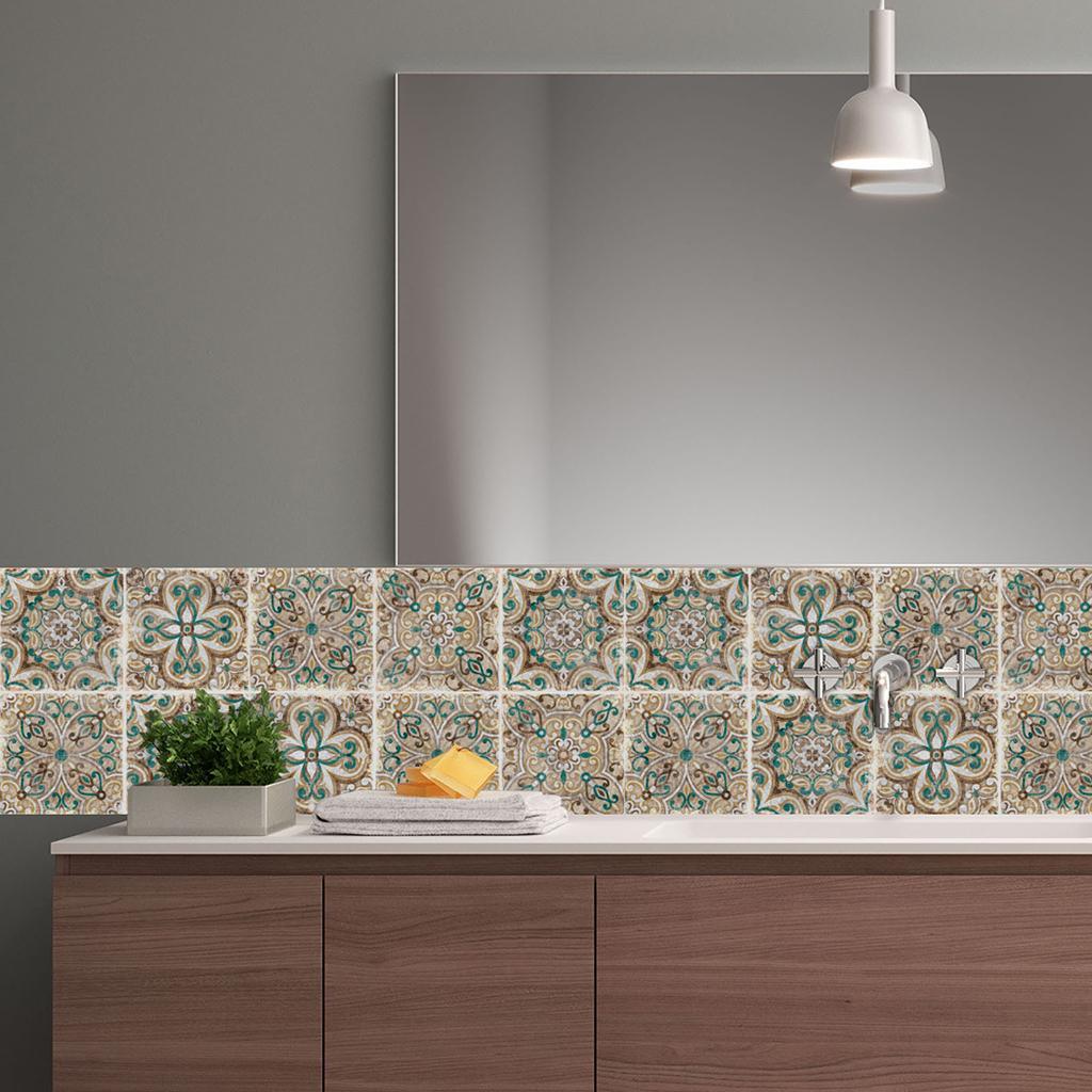 Max 10Pcs 20cm Self Adhesive Square Wall Mosaic Tile Vinyl Brick Sticker Films Type E - Aladdin Shoppers