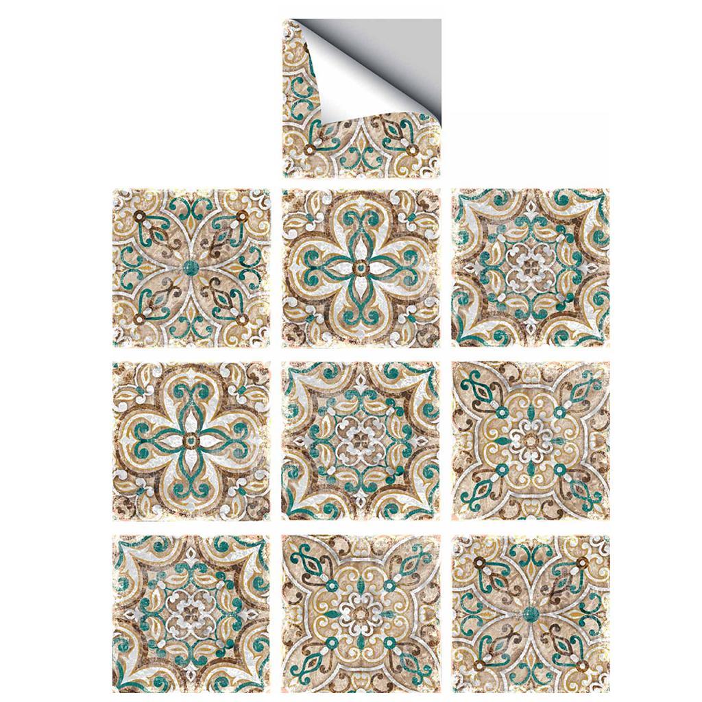 Max 10Pcs 20cm Self Adhesive Square Wall Mosaic Tile Vinyl Brick Sticker Films Type E - Aladdin Shoppers