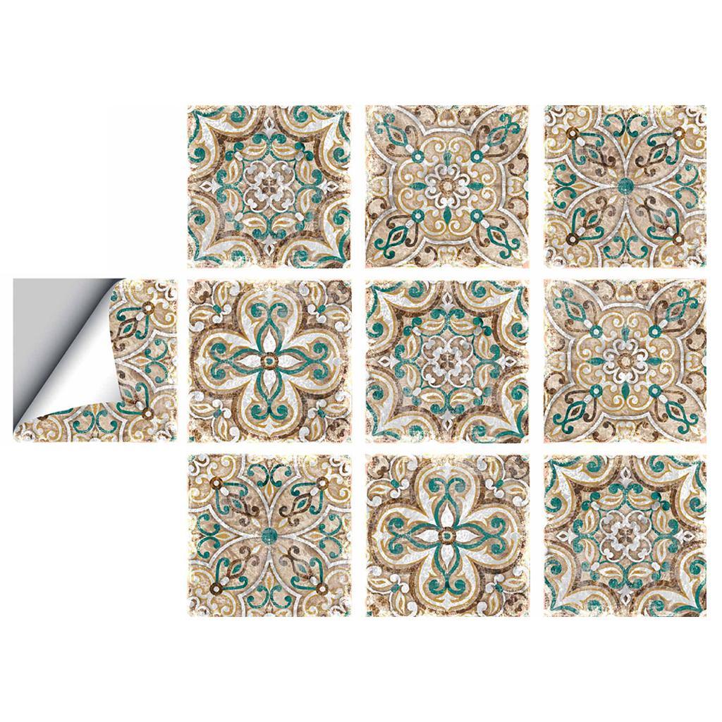 Max 10Pcs 20cm Self Adhesive Square Wall Mosaic Tile Vinyl Brick Sticker Films Type E - Aladdin Shoppers