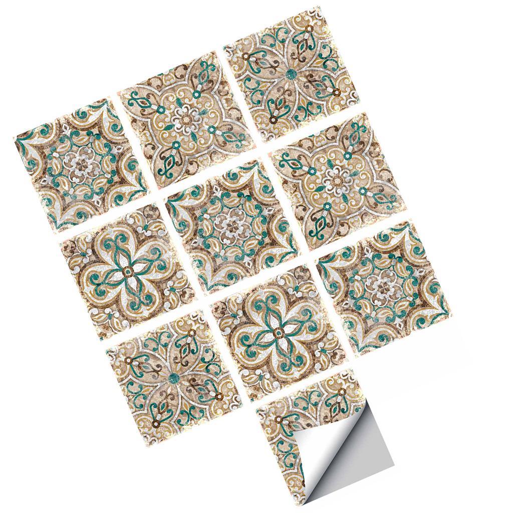 Max 10Pcs 20cm Self Adhesive Square Wall Mosaic Tile Vinyl Brick Sticker Films Type E - Aladdin Shoppers
