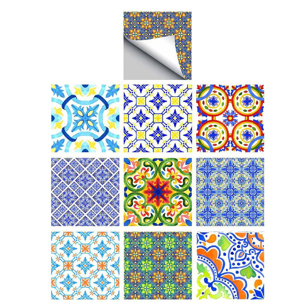 Max 10pcs Vintage Tiles Stickers Bathroom Kitchen PVC Wall Stickers Decals C - Aladdin Shoppers
