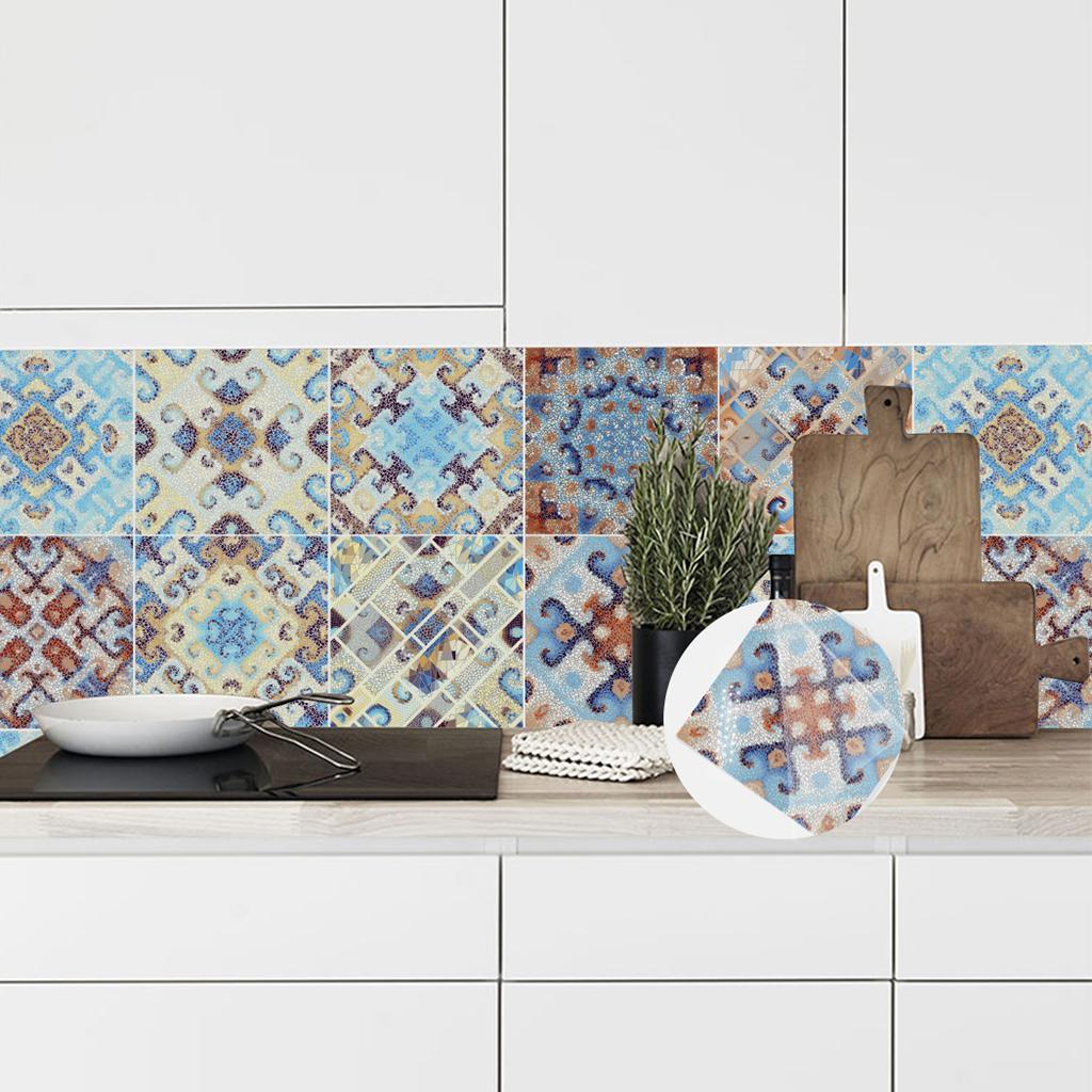 Max 10pcs Vintage Tiles Stickers Bathroom Kitchen PVC Wall Stickers Decals H - Aladdin Shoppers