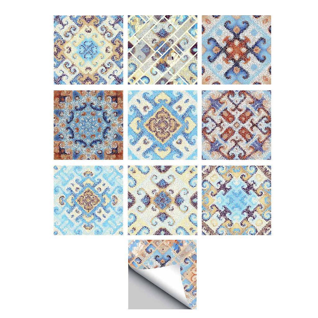 Max 10pcs Vintage Tiles Stickers Bathroom Kitchen PVC Wall Stickers Decals H - Aladdin Shoppers
