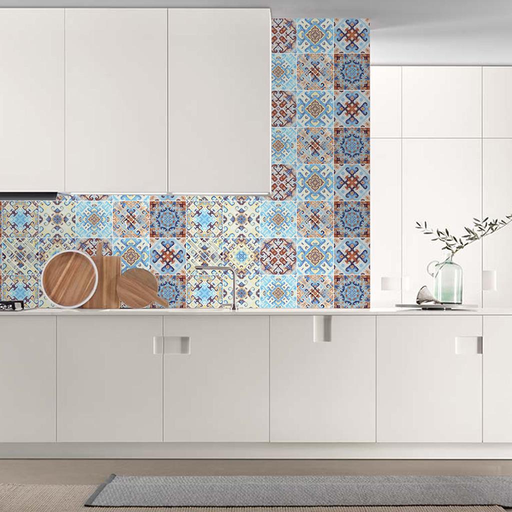 Max 10pcs Vintage Tiles Stickers Bathroom Kitchen PVC Wall Stickers Decals H - Aladdin Shoppers