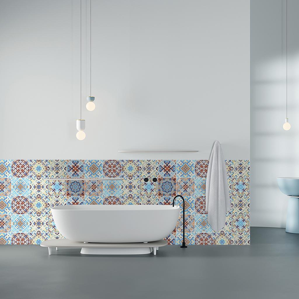 Max 10pcs Vintage Tiles Stickers Bathroom Kitchen PVC Wall Stickers Decals H - Aladdin Shoppers