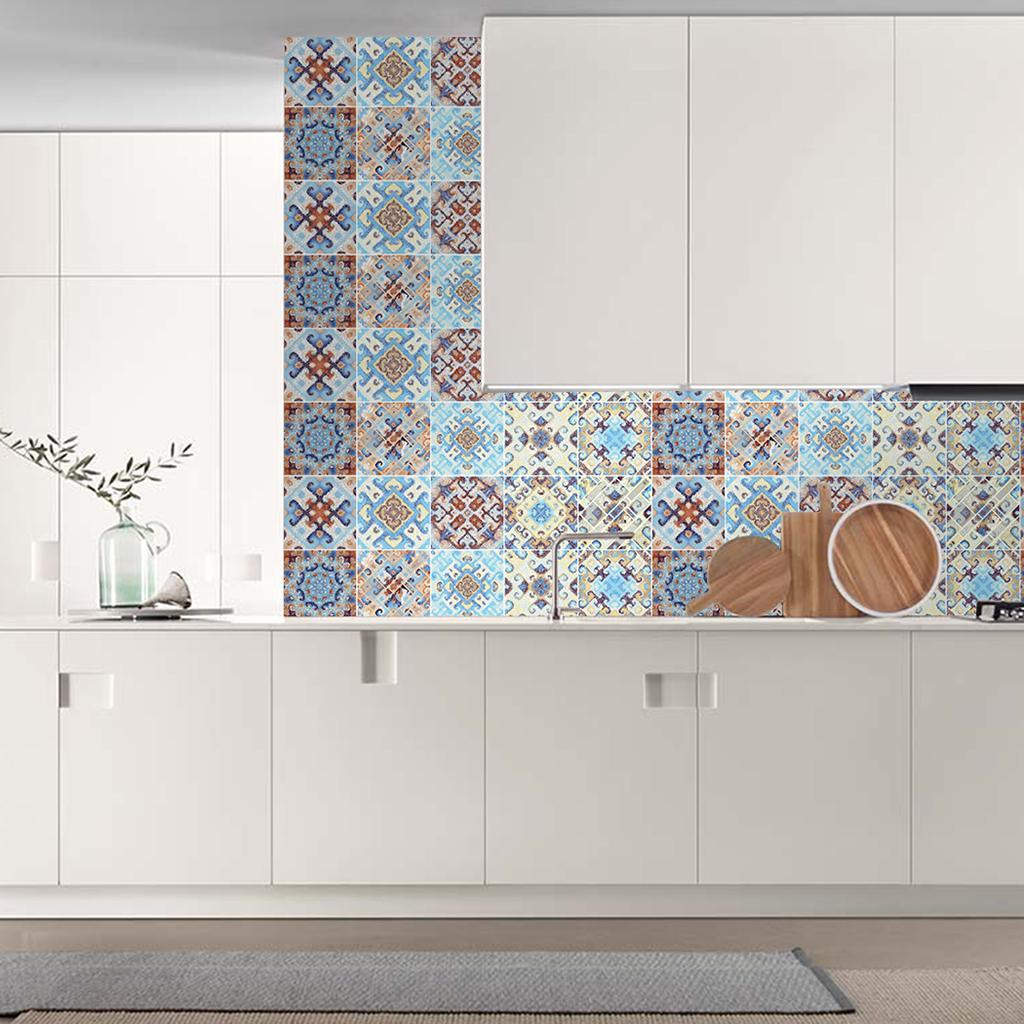 Max 10pcs Vintage Tiles Stickers Bathroom Kitchen PVC Wall Stickers Decals H - Aladdin Shoppers
