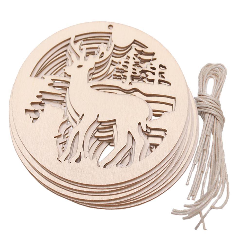 Max 10pcs Wooden Deer Hanging Pendants Ornaments Christmas Tree Decorations - Aladdin Shoppers
