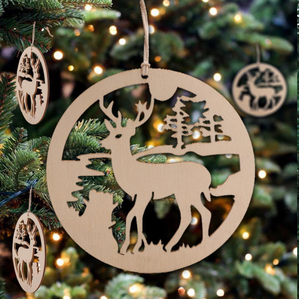 Max 10pcs Wooden Deer Hanging Pendants Ornaments Christmas Tree Decorations - Aladdin Shoppers