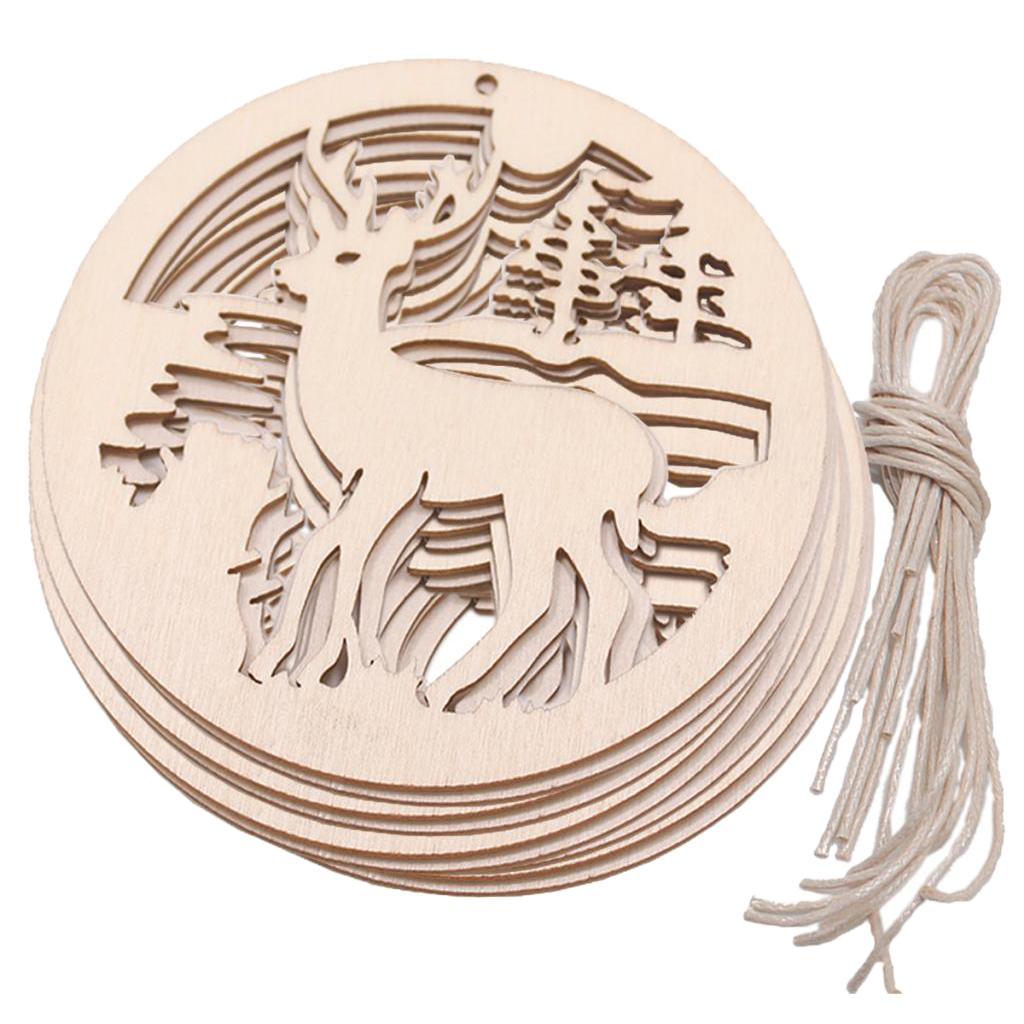 Max 10pcs Wooden Deer Hanging Pendants Ornaments Christmas Tree Decorations - Aladdin Shoppers