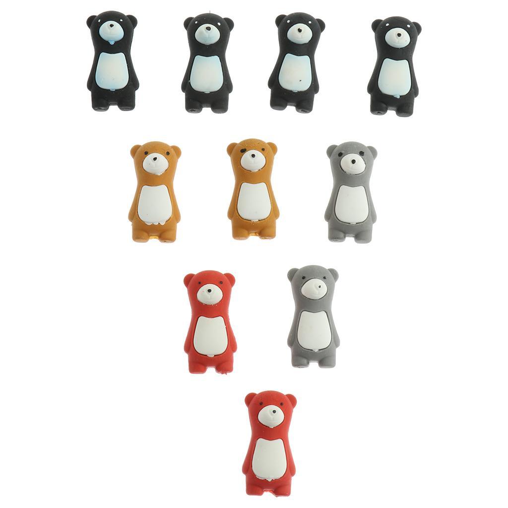 Max 10pcs/Pack Attractive Cartoon Bear Animals Pencil Erasers for Kid Multicolor - Aladdin Shoppers