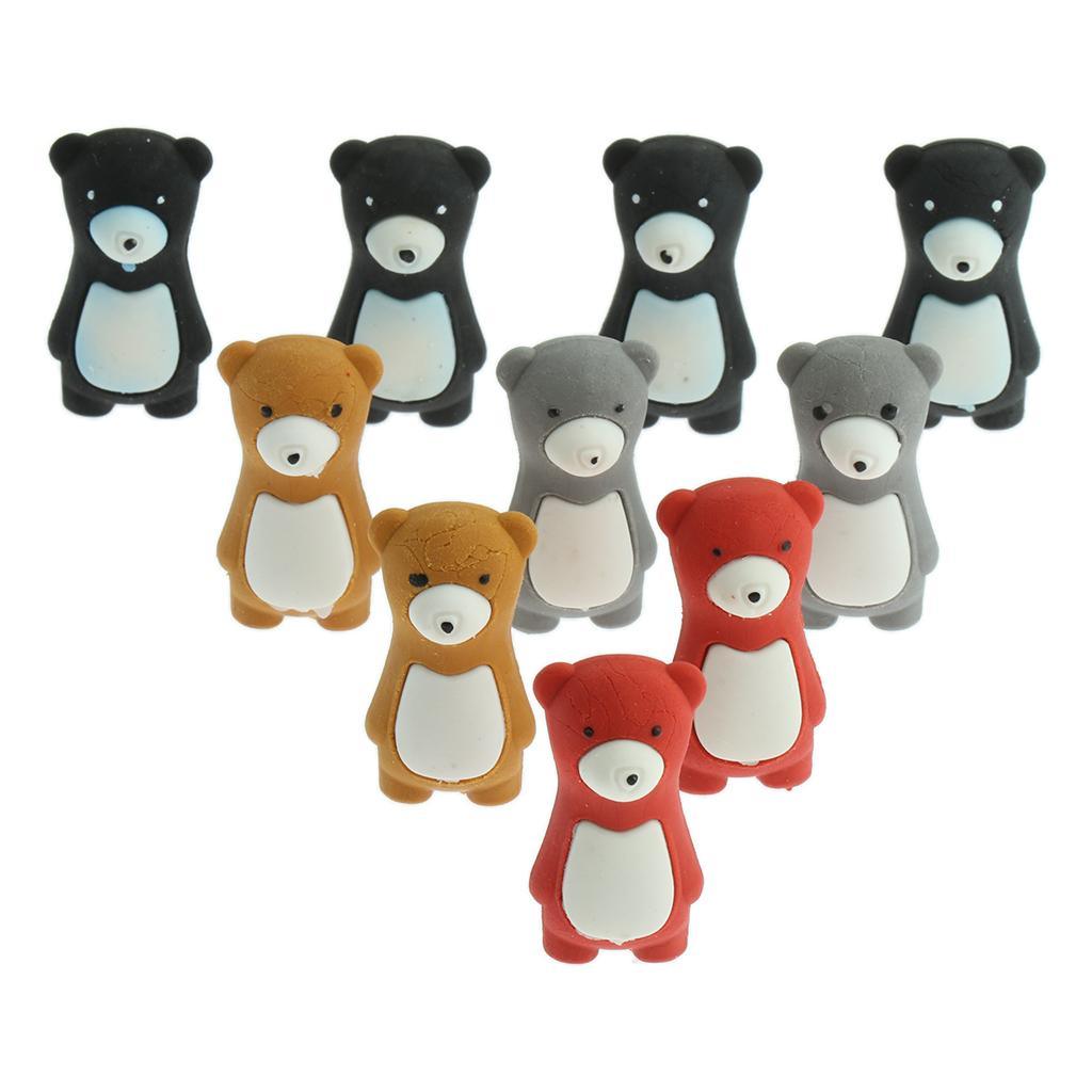 Max 10pcs/Pack Attractive Cartoon Bear Animals Pencil Erasers for Kid Multicolor - Aladdin Shoppers