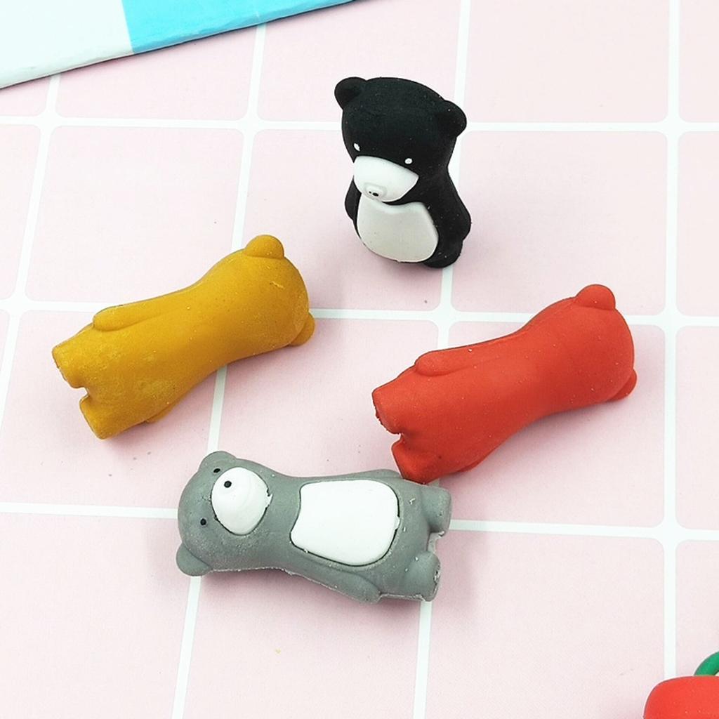 Max 10pcs/Pack Attractive Cartoon Bear Animals Pencil Erasers for Kid Multicolor - Aladdin Shoppers