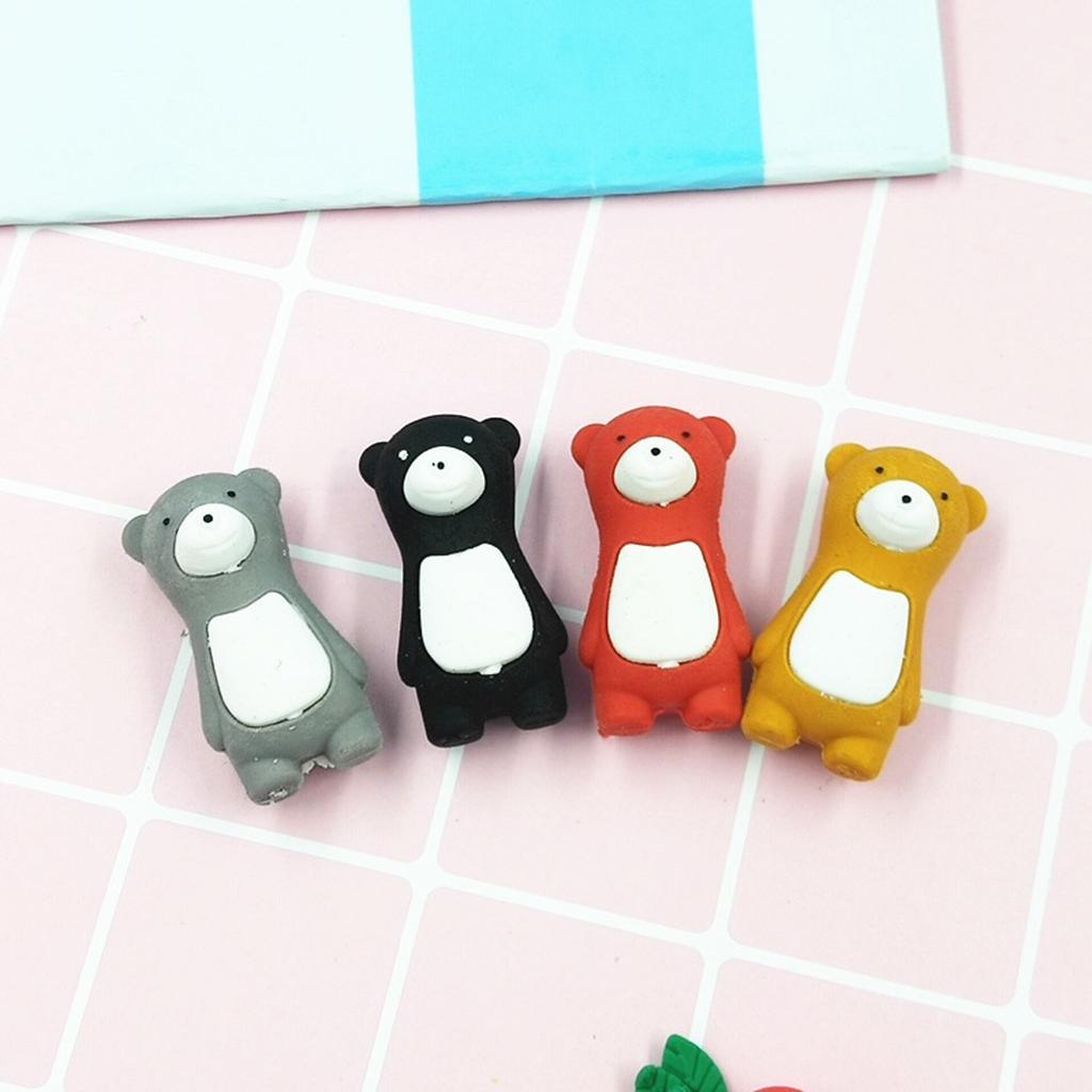 Max 10pcs/Pack Attractive Cartoon Bear Animals Pencil Erasers for Kid Multicolor - Aladdin Shoppers