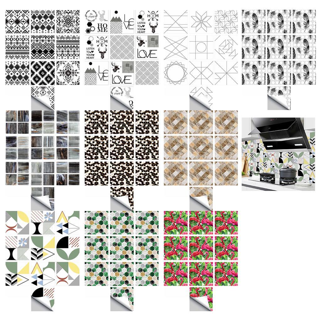 Max 10Pcs/Set Vintage Tiles Stickers Bathroom Kitchen PVC Wall Stickers Decals A - Aladdin Shoppers