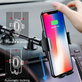 Max 10W Fast Wireless Charger Gravity Car Mount Phone Holder Stander Silver - Aladdin Shoppers
