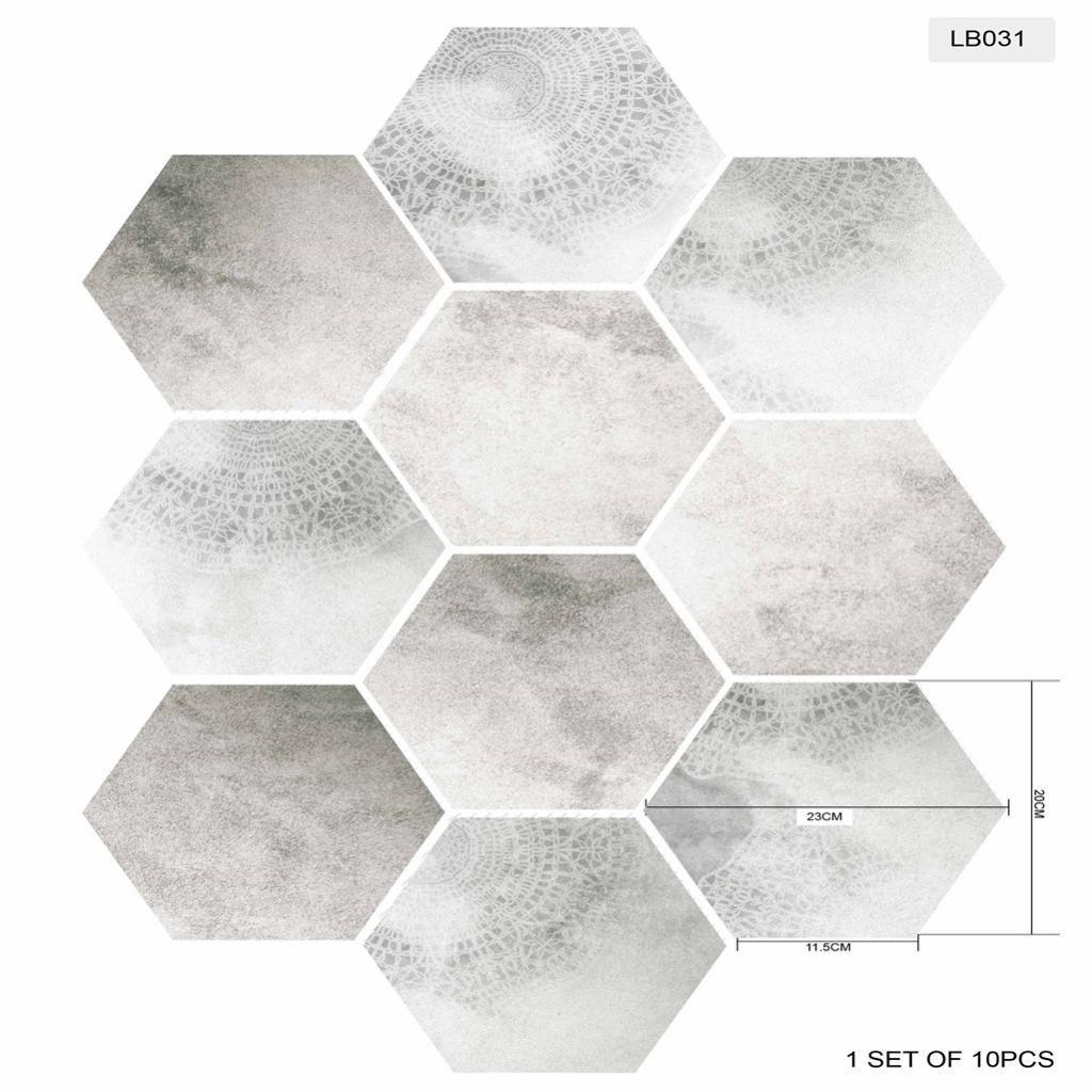 Max 10xHexagonal Wall Floor Sticker Kitchen Bathroom Home Decor Non-Slip Style-2 - Aladdin Shoppers
