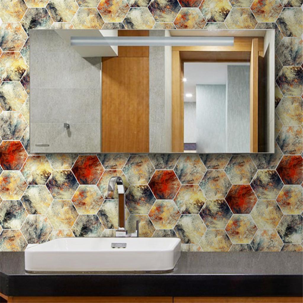 Max 10xHexagonal Wall Floor Sticker Kitchen Bathroom Home Decor Non-Slip Style-4 - Aladdin Shoppers