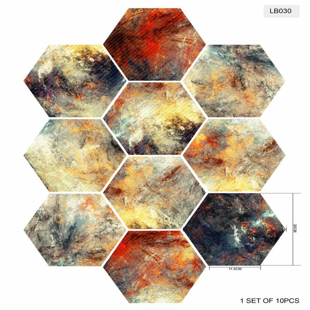 Max 10xHexagonal Wall Floor Sticker Kitchen Bathroom Home Decor Non-Slip Style-4 - Aladdin Shoppers